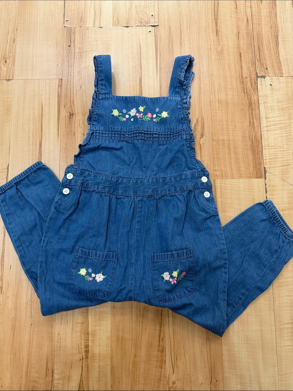 Baby Boden Chambray Embroidered Overalls 2-3Y